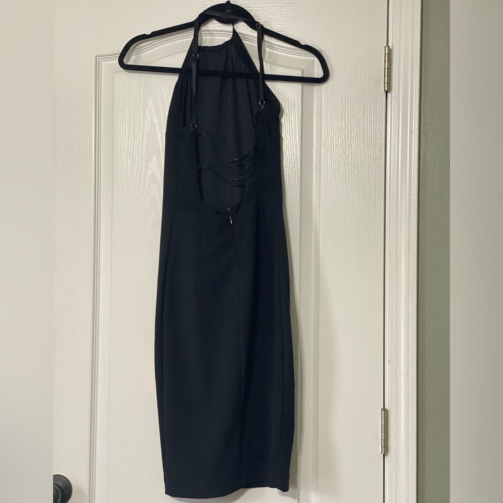 Bebe Fitted Midi Dress Black Women’s Size S - Picture 2 of 3